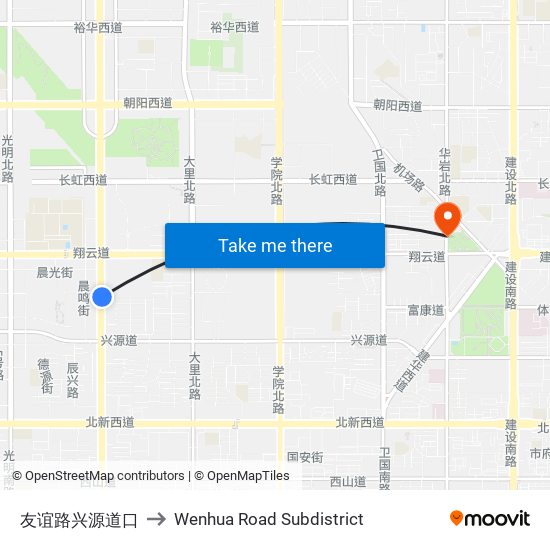 友谊路兴源道口 to Wenhua Road Subdistrict map