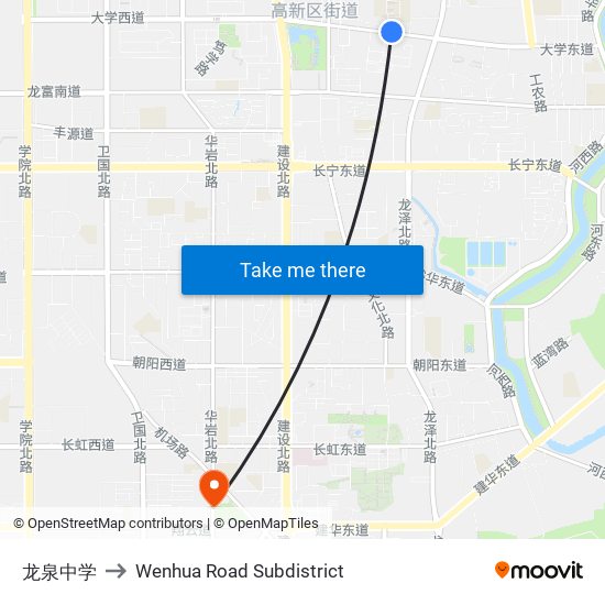 龙泉中学 to Wenhua Road Subdistrict map