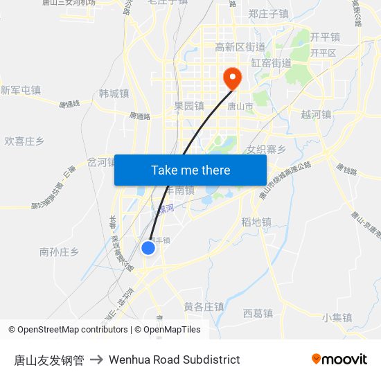 唐山友发钢管 to Wenhua Road Subdistrict map