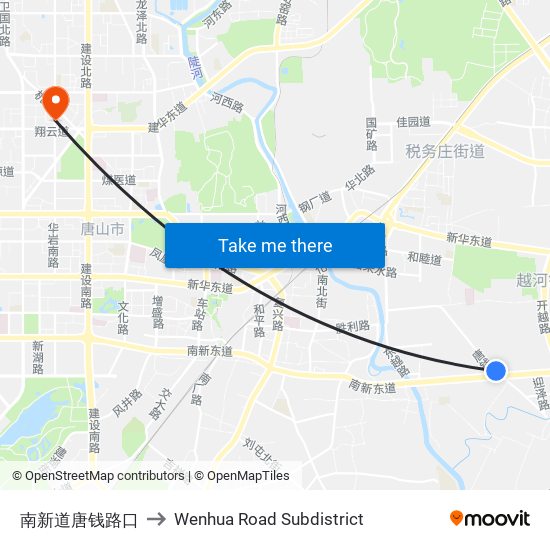 南新道唐钱路口 to Wenhua Road Subdistrict map