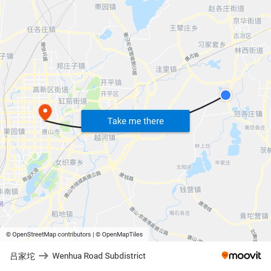 吕家坨 to Wenhua Road Subdistrict map