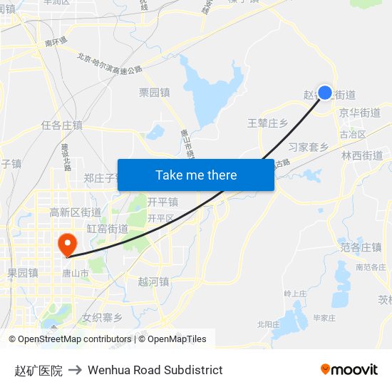 赵矿医院 to Wenhua Road Subdistrict map