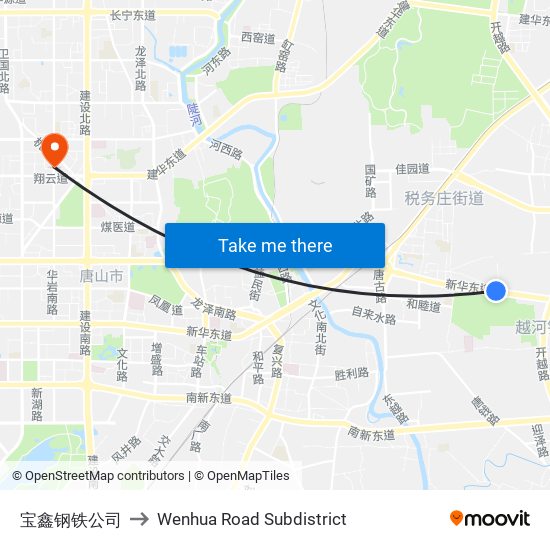宝鑫钢铁公司 to Wenhua Road Subdistrict map