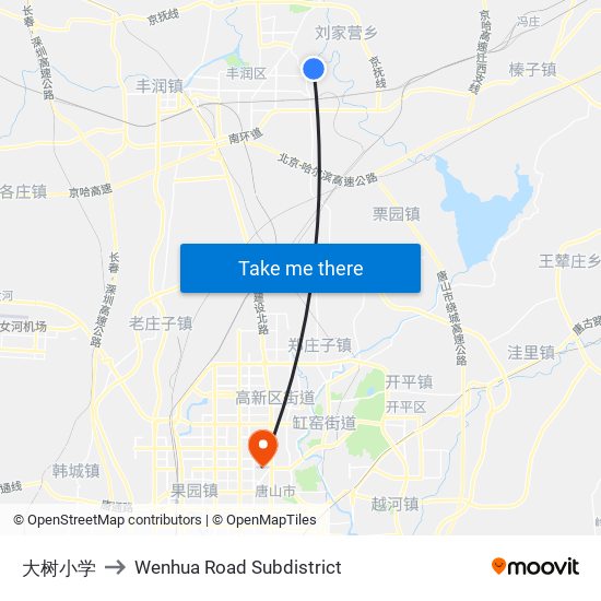 大树小学 to Wenhua Road Subdistrict map