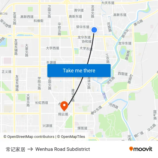 Chang Ji Furniture to Wenhua Road Subdistrict map