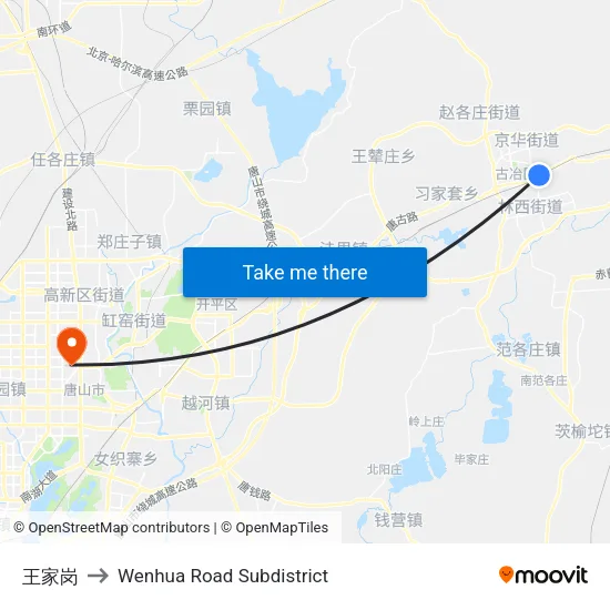 王家岗 to Wenhua Road Subdistrict map