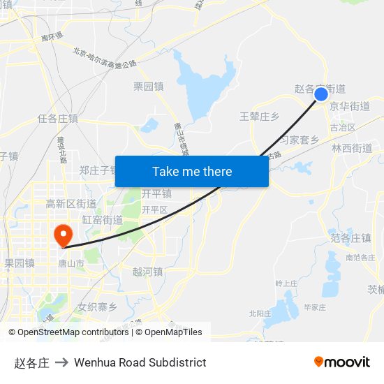 赵各庄 to Wenhua Road Subdistrict map