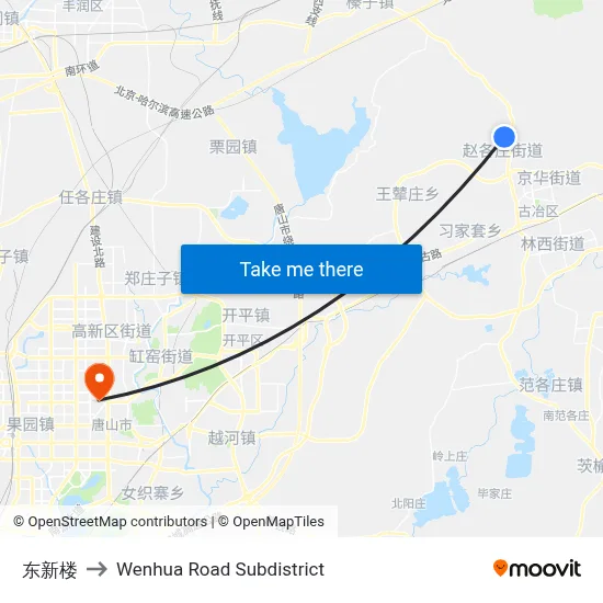 Dongxin Building to Wenhua Road Subdistrict map