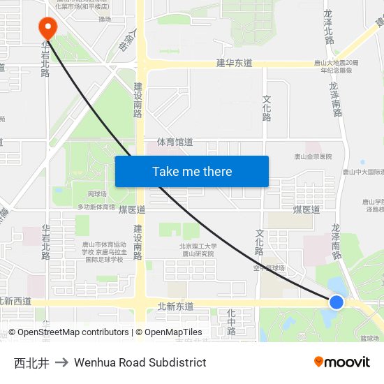 西北井 to Wenhua Road Subdistrict map