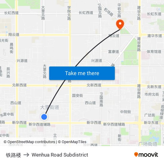 铁路楼 to Wenhua Road Subdistrict map