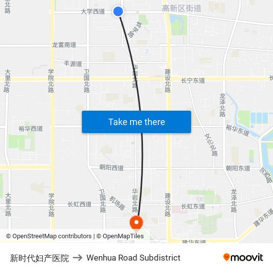 新时代妇产医院 to Wenhua Road Subdistrict map