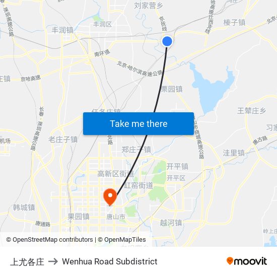 上尤各庄 to Wenhua Road Subdistrict map