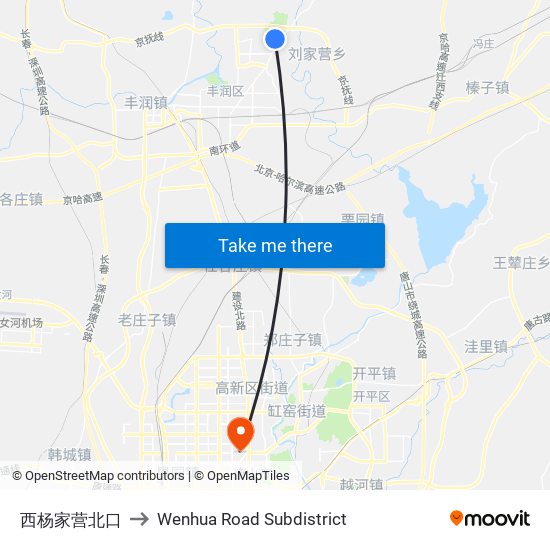 西杨家营北口 to Wenhua Road Subdistrict map