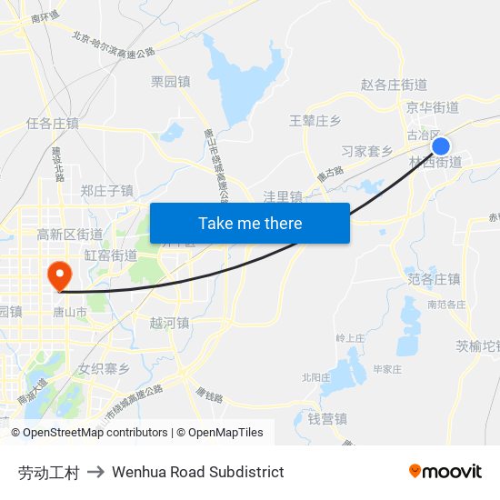劳动工村 to Wenhua Road Subdistrict map