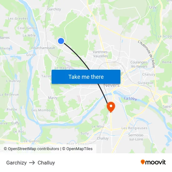 Garchizy to Challuy map