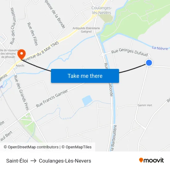 Saint-Éloi to Coulanges-Lès-Nevers map