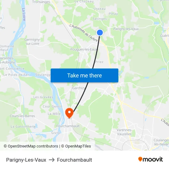 Parigny-Les-Vaux to Fourchambault map