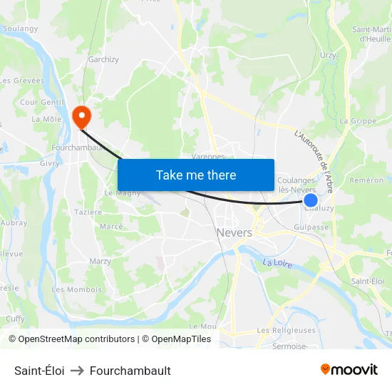 Saint-Éloi to Fourchambault map