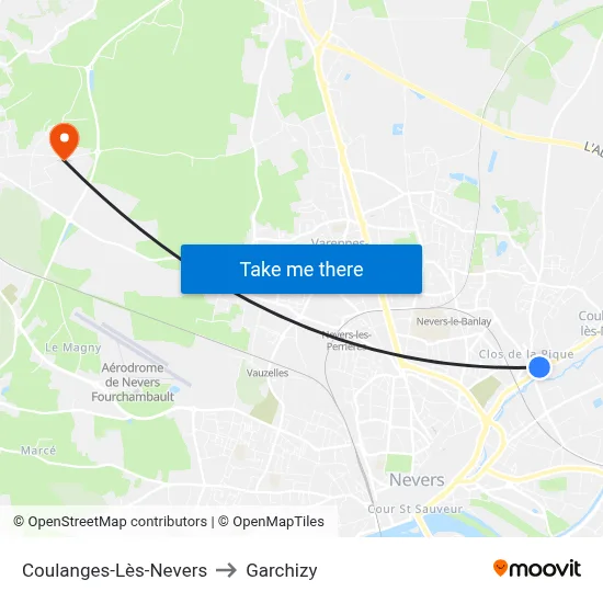 Coulanges-Lès-Nevers to Garchizy map