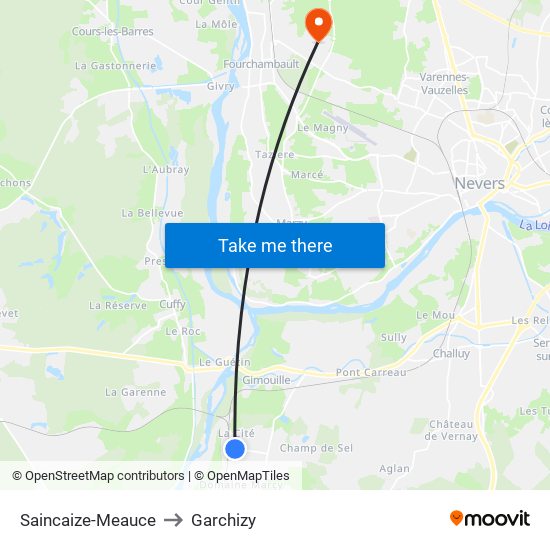 Saincaize-Meauce to Garchizy map