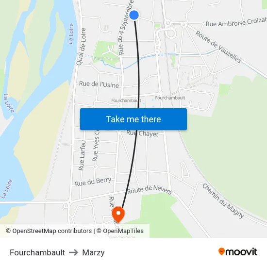Fourchambault to Marzy map