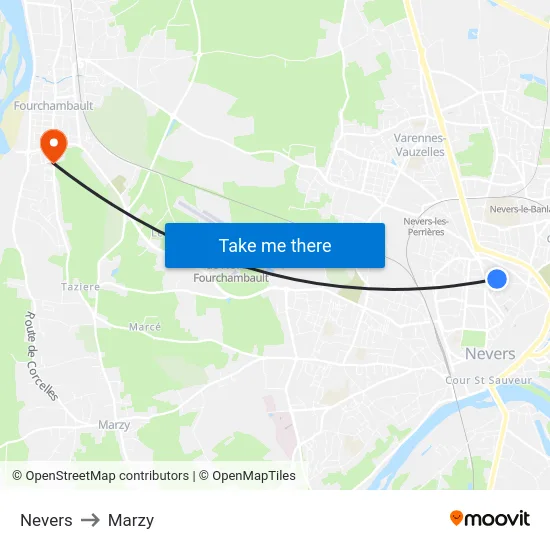 Nevers to Marzy map
