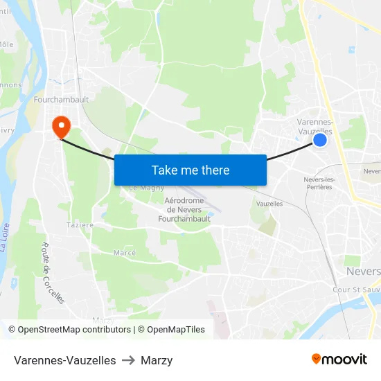 Varennes-Vauzelles to Marzy map