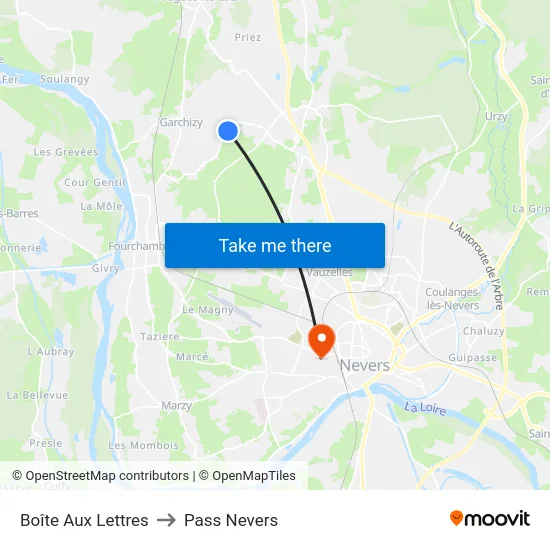 Boîte Aux Lettres to Pass Nevers map