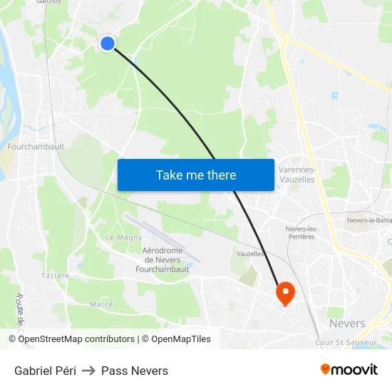Gabriel Péri to Pass Nevers map