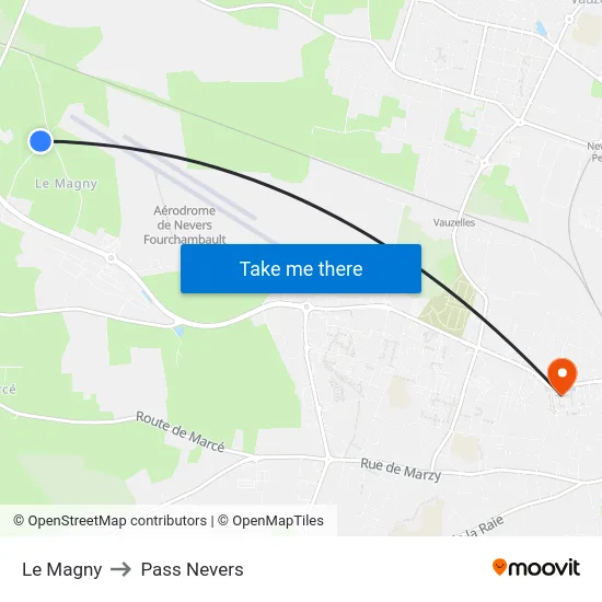 Le Magny to Pass Nevers map