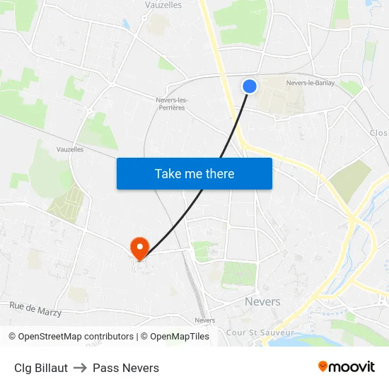 Clg Billaut to Pass Nevers map