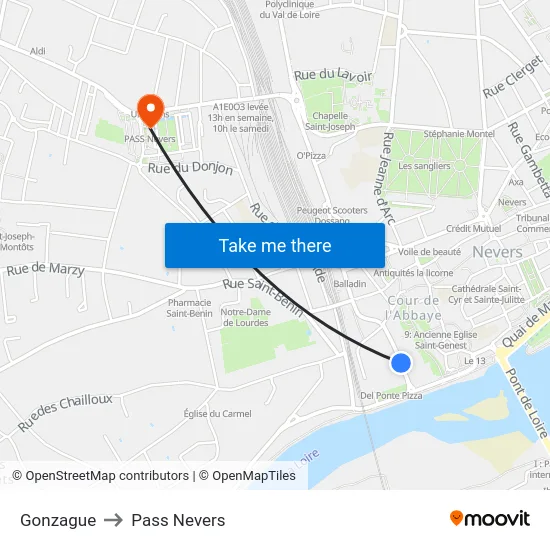 Gonzague to Pass Nevers map