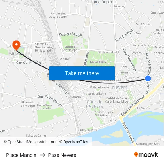 Place Mancini to Pass Nevers map