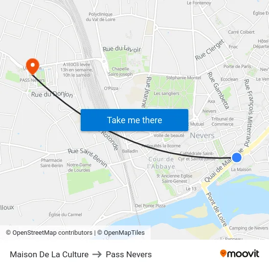 Maison De La Culture to Pass Nevers map