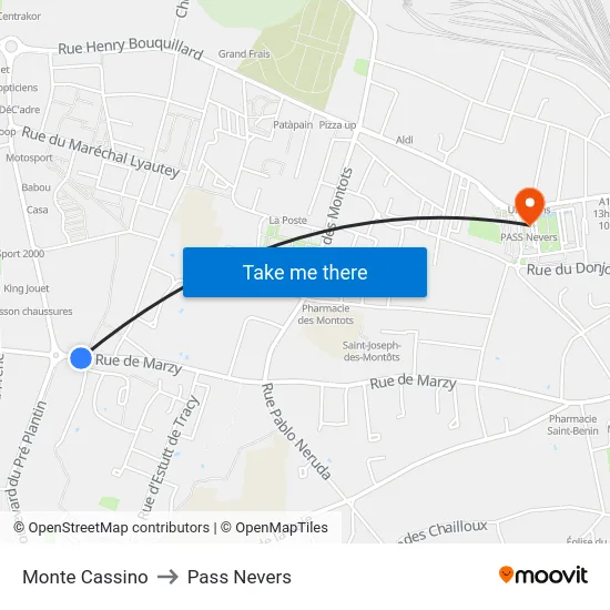 Monte Cassino to Pass Nevers map