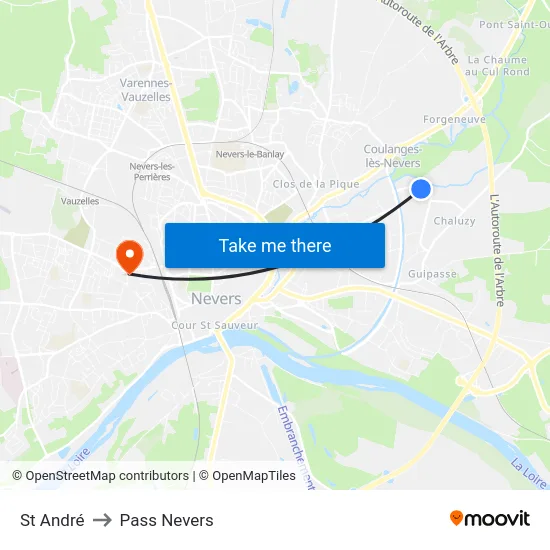 St André to Pass Nevers map