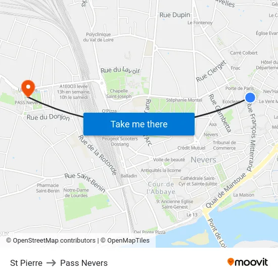 St Pierre to Pass Nevers map