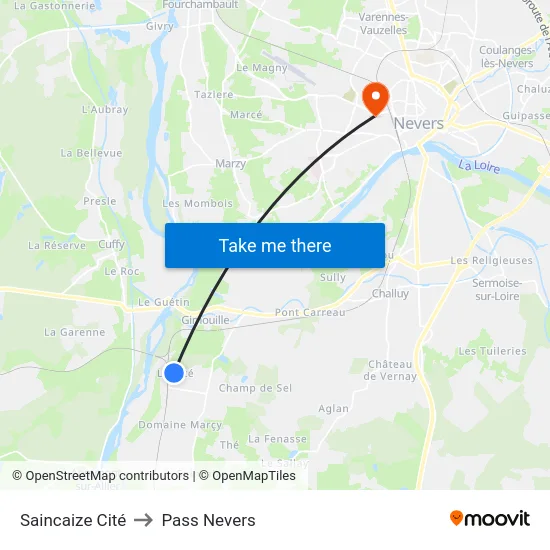 Saincaize Cité to Pass Nevers map
