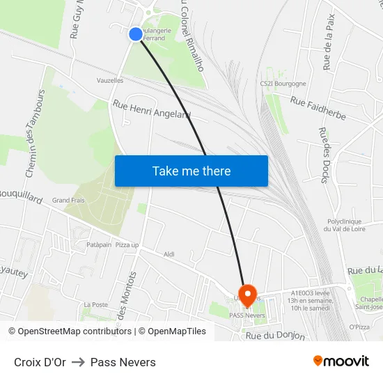 Croix D'Or to Pass Nevers map