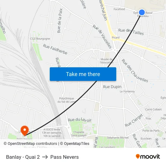 Banlay - Quai 2 to Pass Nevers map
