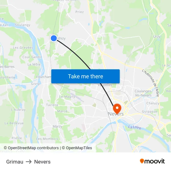 Grimau to Nevers map
