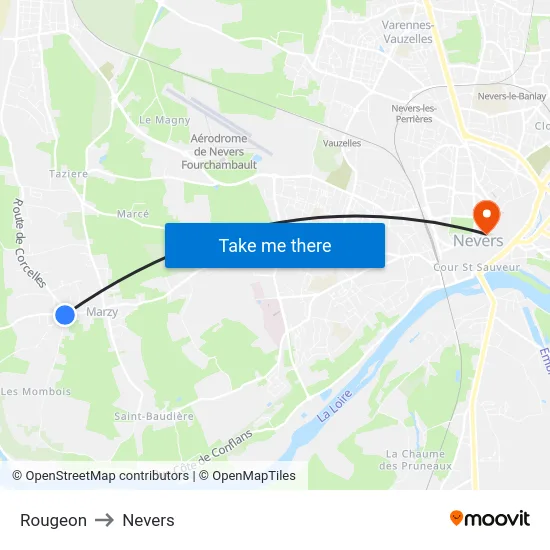 Rougeon to Nevers map