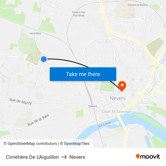 Cimetière De L'Aiguillon to Nevers map