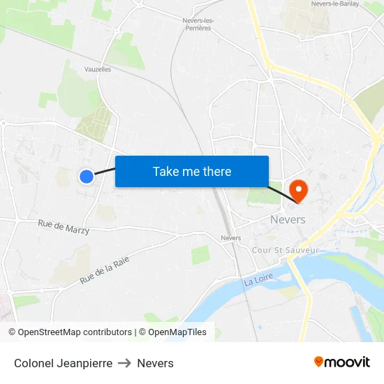 Colonel Jeanpierre to Nevers map