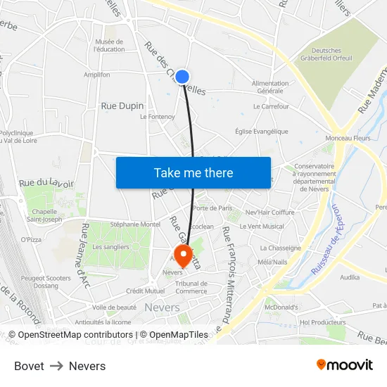 Bovet to Nevers map