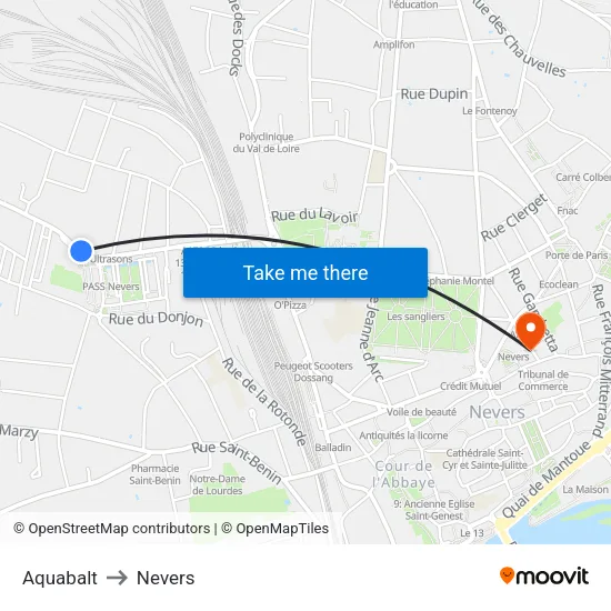 Aquabalt to Nevers map