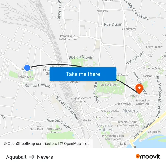 Aquabalt to Nevers map