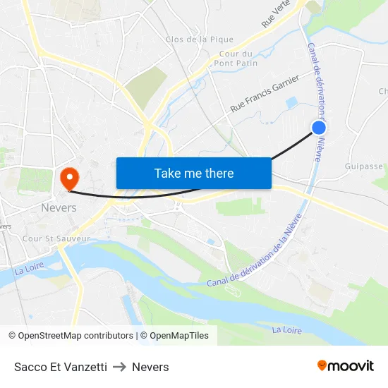 Sacco Et Vanzetti to Nevers map