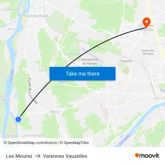 Les Mourez to Varennes Vauzelles map