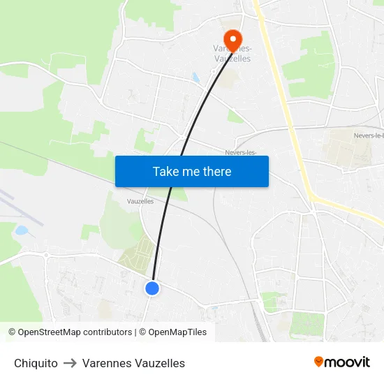 Chiquito to Varennes Vauzelles map